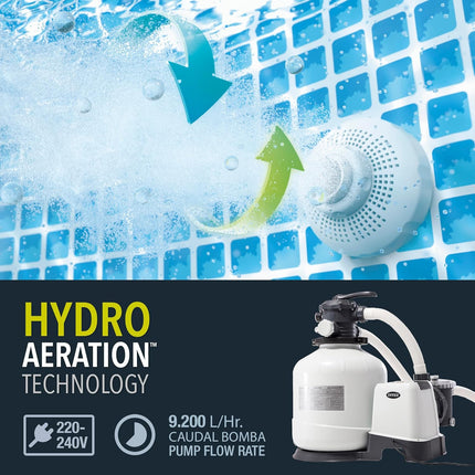 Intex 55228 Depuradora de Arena Krystal Clear 12.000 L/h – Para Piscinas hasta 66.600 L, 6 Funciones, Temporizador 1–12 h, Hydro Aeration