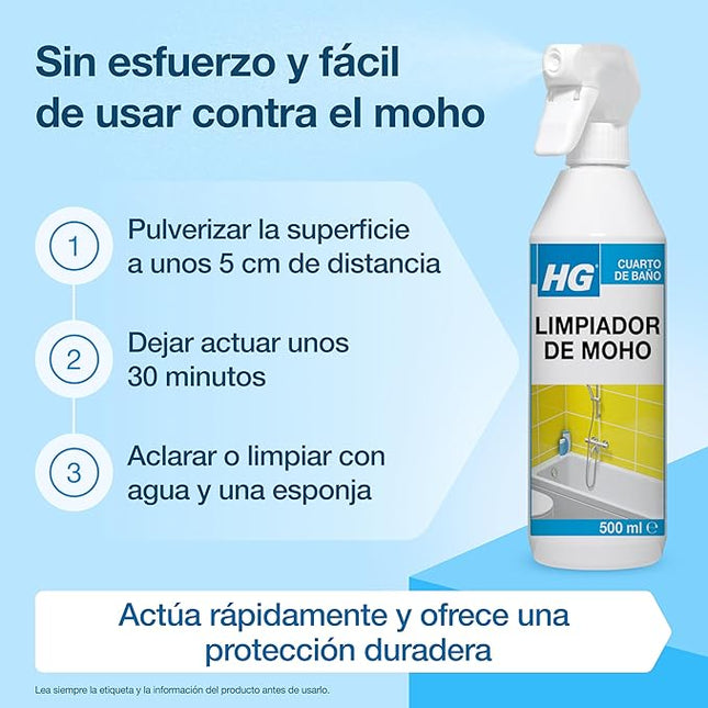HG Anti Mold Spray 500 ml – Limpiador Antimoho para Baños, Cocinas, Azulejos y Juntas