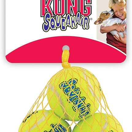 KONG SqueakAir Balls – Pelotas de Tenis con Sonido para Perros Pequeños, Seguras para los Dientes