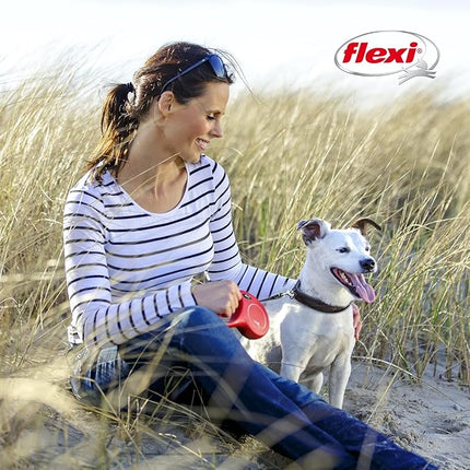 Flexi Classic M Tape 5 m Black – Correa Extensible para Perros Medianos hasta 25 kg, Cinta Resistente y Freno Seguro