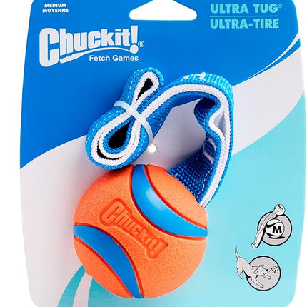 Chuckit! Ultra Tug Ball M – Pelota Resistente con Asa para Perros, Compatible con Lanzador