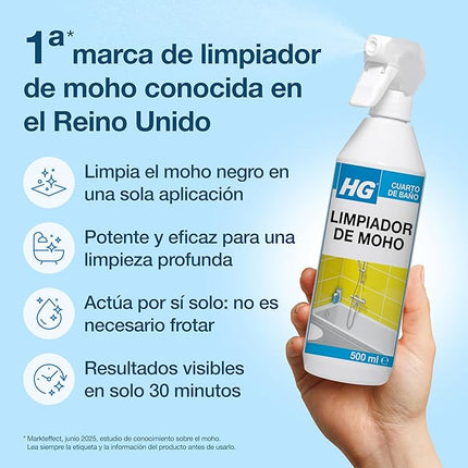HG Anti Mold Spray 500 ml – Limpiador Antimoho para Baños, Cocinas, Azulejos y Juntas