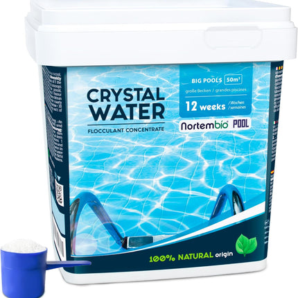 Nortembio Floculante Natural Concentrado 12 Semanas – Clarificante Antiturbidez para Piscinas Grandes y SPA, Granulado, Cacito Dosificador