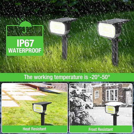 LOTMOS Focos Solares LED Exterior Pack 3 – 72 LEDs 6500K, 3 Modos (hasta 30h), IP67, 2-en-1 Suelo/Pared, Cabezal Ajustable