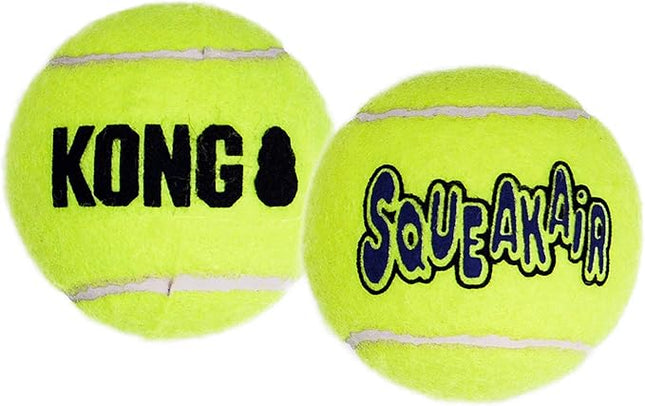 KONG SqueakAir Balls – Pelotas de Tenis con Sonido para Perros Pequeños, Seguras para los Dientes
