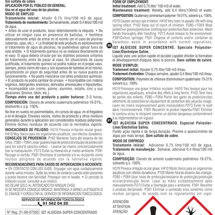 Tamar Algicida Concentrado 5L – Antialgas Preventivo No Espumante, Especial Piscinas Poliéster/Liner y Electrólisis Salina (Acción Rápida y Duradera)