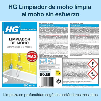 HG Anti Mold Spray 500 ml – Limpiador Antimoho para Baños, Cocinas, Azulejos y Juntas