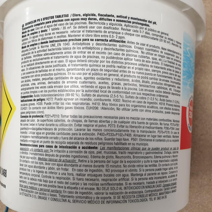 Quimicamp QUIMICLOR PS 5 Efectos 200 g (5 kg) – Cloro Multifunción Antialgas, Floculante, Antical y Mantenedor pH – Especial Aguas Duras (201805)