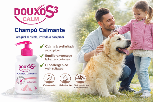 DOUXO S3 CALM Champú Calmante para Perros y Gatos – Piel Sensible y con Picor, Hipoalergénico, Hidratante, Recomendado por Veterinarios
